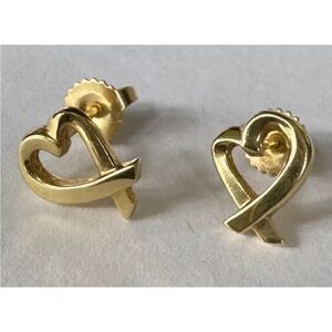 Tiffany & Co 18K Yellow Gold Paloma Picasso Loving Heart Stud Earrings